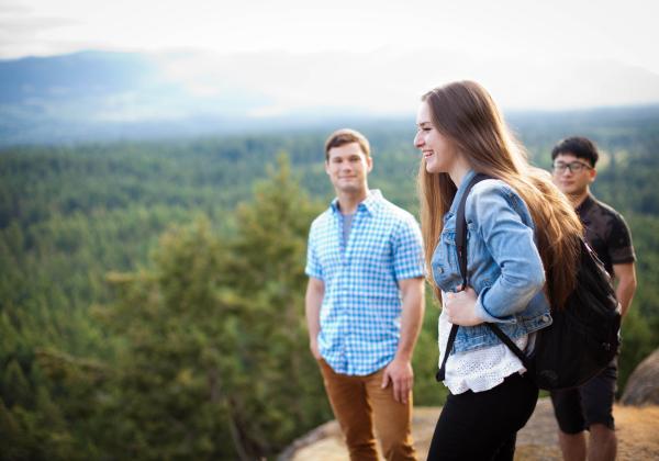 Students surrounded by nature